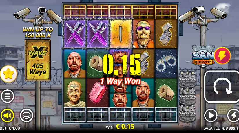 High volatility gameplay of San Quentin slot with immersive visuals